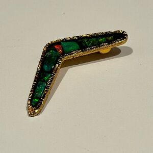 Australian Boomerang Shape Opal Brooch Pin